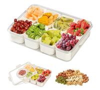 Plateau de Service Divisé Plateau avec Couvercle et Poignée Dégager Conteneur Stockage Boîte à 8 Compartiments en Plastique,Plateaux à Compartiments avec Couvercles pour Bonbons, Fruits, Noix