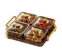 Plateau de service divisé - Plateau de service divisé | Plateau à fruits transparent avec comparaison | Plateau de service sectionné tendance amovible portable avec couvercle