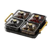 Plateau de service divisé - Plateau de service divisé | Plateau à fruits transparent avec comparaison | Plateau de service sectionné tendance amovible portable avec couvercle