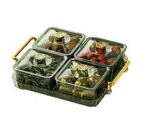 Plateau de service divisé - Plateau de service divisé | Plateau à fruits transparent avec comparaison | Plateau de service sectionné tendance amovible portable avec couvercle