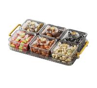Plateau de service divisé - Plateau de service divisé | Plateau à fruits transparent avec comparaison | Plateau de service sectionné tendance amovible portable avec couvercle