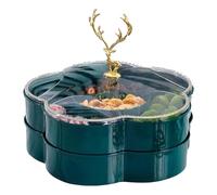 Plateau de service divisé - Récipient de service de fruits avec couvercle,Plateau de en forme de, conception à double couche, 5 compartiments, élément de wapiti de Noël