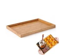 Plateau de Service Eabdice en Bambou, Plateau Petit Déjeuner avec Poignées, pour Rangement et Cuisine