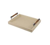 Plateau de service élégant en cuir avec poignées - Plateau décoratif pour salon, console, table de buffet - Parfait pour la décoration de la maison et le divertissement