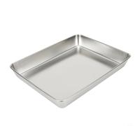 Plateau de service en acier inoxydable - 30 x 25 x 5,5 cm - Plateau de restauration rapide pour servir des boissons, des collations, du thé ou du café, pour le camping, les pique-niques, l'école (40 x