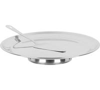Plateau de service en acier inoxydable ¤32cm sur pied + spatule MAGIC