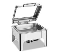 Plateau de service en acier inoxydable robuste pour buffet commercial avec support, chauffe-aliments et distributeur de condiments pour restaurant hôtel