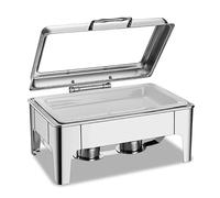 Plateau de service en acier inoxydable robuste pour buffet commercial avec support, chauffe-aliments et distributeur de condiments pour restaurant hôtel