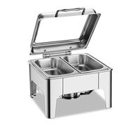 Plateau de service en acier inoxydable robuste pour buffet commercial avec support, chauffe-aliments et distributeur de condiments pour restaurant hôtel