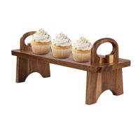 Plateau De Service En Bois - 16,5 Pouces, Bois D'acacia, Plateau Alimentaire, Design Rustique | Présentoir À Gâteaux Surélevé, Support À Desserts En Boiss Massif Pour Fêtes, Mariages, Restauration, Dé