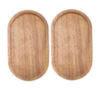 Plateau de Service en Bois 2pcs Plateau en Bois Ovale 7.5x4.1 Résistance à la Chaleur Facile à Propre Platter de Service pour Les boiss