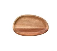 Plateau de service en bois avec bords, assiette ovale irrégulière en bois pour plateau de fruits, planche à fromage, plat à dessert, assiette à goûter (44,5 x 27,8 cm)
