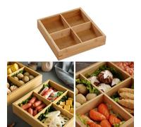 Plateau de service en bois avec grille structurée 4, 6 ou 9 sections pour le tri des ingrédients pour barbecue et portions de collations (33 x 22 x 5 cm)