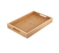 Plateau de service en bois avec poignées latérales allongées intégrées pour un transport stable de boissons, collations et pâtisseries de la cuisine à la table (poignée 40 x 30 x 4 cm)