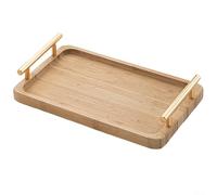 Plateau de service en bois avec poignées pour cuisine, salle à manger et goûter, petit déjeuner rustique au lit, support de vaisselle pour décoration d'intérieur, pour un nettoyage facile et une