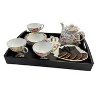 Plateau de service en bois clair Noyer vernis ou bois d'acajou rouge foncé 40 x 30 x 6 cm