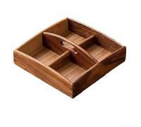 Plateau de service en bois de 26 cm, boîte à noix avec quatre compartiments, plateau en bois massif pour thé et fruits de l'après-midi