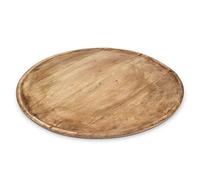 Plateau de service en bois de manguier naturel adapté à un usage alimentaire - 37 cm - Bois massif - Grand plateau décoratif rond - Plateau de service - Plateau à bougies - Plateau en bois de