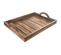 Plateau de service en bois de manguier - ORION - 40,5x30,5 cm - Rectangulaire - Marron - Poignées intégrées