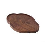 Plateau de service en bois de noyer naturel avec poignées intégrées, plateau à thé polyvalent pour petit déjeuner au lit ou décoration de salon, plateau en bois, marron