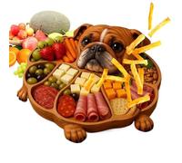 Plateau de service en bois - Décoration d'exposition multi-compartiments en forme de chien, planche de charcuterie en bois fabriquée à la main, plateau organisateur de collations, décoration de table