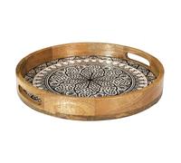 Home Deco Factory – Plateau rond KA0576 en bois de manguier D35 cm – Noir