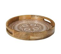 Home Deco Factory – Plateau rond KA0577 en manguier Ø35 cm Dune Terracotta marron/blanc/orange