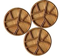Plateau De Service en Bois en Forme De Puzzle Amusant avec 8 Compartiments Amovibles, Assiette Ronde for Fruits Secs Et Desserts(3pcs)