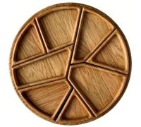 Plateau De Service en Bois en Forme De Puzzle Amusant avec 8 Compartiments Amovibles, Assiette Ronde for Fruits Secs Et Desserts(1pcs)
