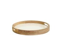 Atmosphera - Plateau rond inaya d38cm blanc chaud et manguier