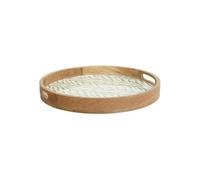 Atmosphera – Plateau de service Inaya – Rond 38 cm manguier vert olive