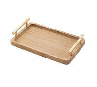 Plateau de service en bois naturel avec poignées profilées pour une prise en main confortable pendant le service et le transport (35,5 x 23,5 cm)