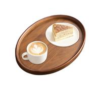 Plateau de service en bois ovale pour petit-déjeuner et thé, 36 x 25 cm | cuisine, salle à manger, bar, organisateur décoratif style rustique de ferme