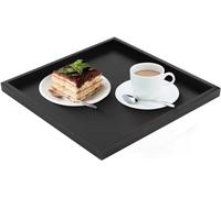 Plateau de Service en Bois, Plateau De Service carré Noir, Plateaux de Service de Restaurant Rapide, Thé, Café, Décoratif Fait à la Main pour la Cuisine à la Maison, 30 x30cm