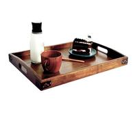 Plateau de service en bois - plateau de service rectangulaire, manche du petit déjeuner de la servante décor de table basse, platau de servie en bois avec poignée - pour la cuisine de salle de bain