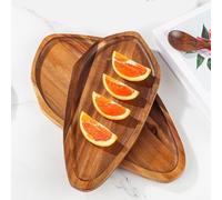 Plateau de service en bois pour présenter des desserts, du thé et des fruits, fabriqué avec un polissage et un broyage fins, pour les salles à manger décontractées et formelles (L)