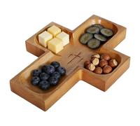 Plateau de service en forme de en bois - Bol religieux en bois naturel | Plat en bois naturel avec finition lisse de qualité alimentaire durable | Petit déjeuner, salade, gâteau, fruits, dessert