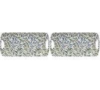 Plateau de Service en mélamine Durable avec Branches de Saule, Bleu/Vert (Lot de 2)