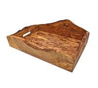 Plateau De Service En Olivier Naturel, Tablett Rustique 44 x 30 Cm