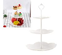 Plateau de Service en Plastique Blanc à 3 Niveaux, Conception de Tour Multifonctionnelle, Idéal pour Organiser l'espace, adapté à Un Usage Quotidien (Rond)