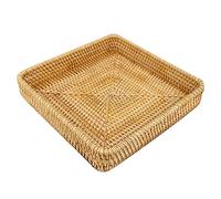 Plateau de Service en rotin, Organisation de Table, Panier Rangement collations tissé à la Main, Panier rectangulaire léger en Osier, Plateau comptoir Cuisine pour Desserts aux (M)