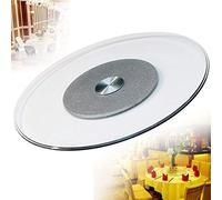 Plateau de Service en Verre trempé, Plateau tournant Rond pour Table à Manger, Grand Plateau Rotatif à 360°, Facile à Nettoyer, pour la Maison et l'hôtel, argenté - 90 cm / 35,4 Pouces