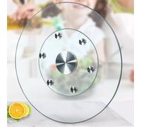 Plateau de service en verre trempé - Plateau tournant rond robuste avec roulement silencieux pour table de salle à manger, plateau transparent pour servir et recevoir sans effort