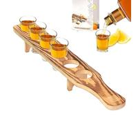 Plateau de service en vrac - Ensemble de verres à shot, verres à shot tequila, support en bois | Petit support en bois de verres à Shot transparents, distributeur de support de verre à liqueur, platea