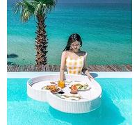 Plateau de service flottant avec poignée, plateau alimentaire robuste pour le petit déjeuner à la piscine, les goûters et les événements