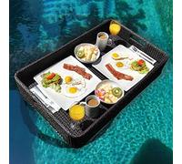 Plateau de Service Flottant de Luxe pour Piscine Plateaux de Piscine flottants rectangulaires en rotin pour Barres de Sable, spas, Bains et fêtes pour piscines Servant des Boissons