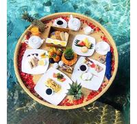 Plateau de service flottant rond pour buffet, support de boisson pour table et bar, idéal pour les fêtes, les réunions et les événements en plein air, facile à nettoyer et design élégant