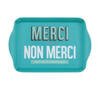 Plateau de Service Imprimé ""Merci"" 21cm Bleu