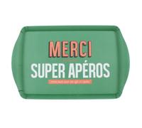 Plateau de Service Imprimé ""Merci"" 37cm Vert