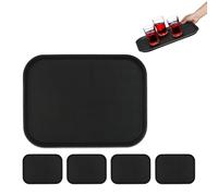 Relaxdays Plateau de service, lot de 5, surface antidérapante, forme rectangulaire, boissons, restaurant, LxP: 41x30 cm, noir